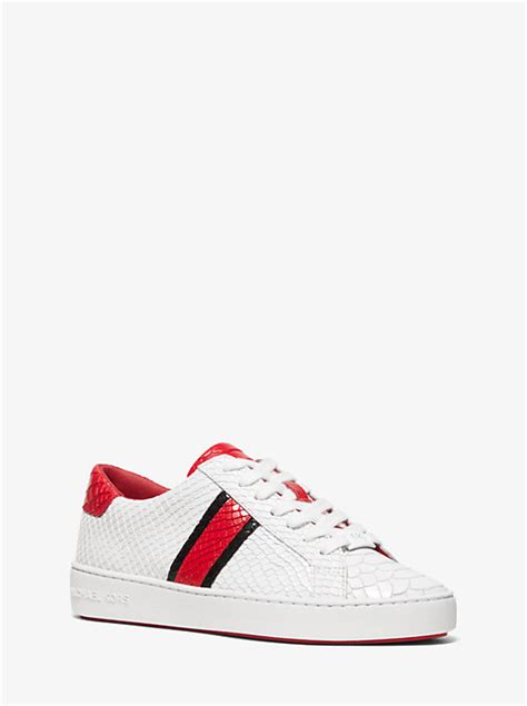 michael michael kors irving snake-embossed leather stripe sneaker|Irving Snake.